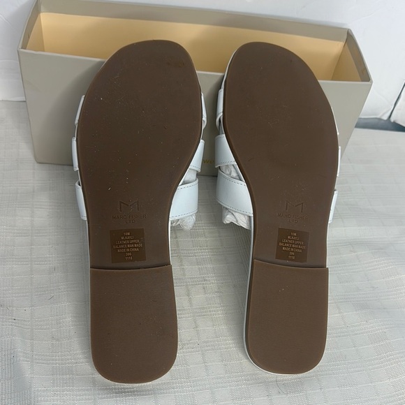 Kayli White Leather Woven Slide Sandals by Marc Fisher LTD - Picture 5 of 10